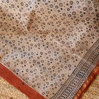 Pure Chanderi Silk Saree with Elegant blue  Prints and Zari Border – 100% Handloom