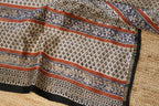 Pure Chanderi Silk Saree with Elegant blue  Prints and Zari Border – 100% Handloom Blouse Piece Included