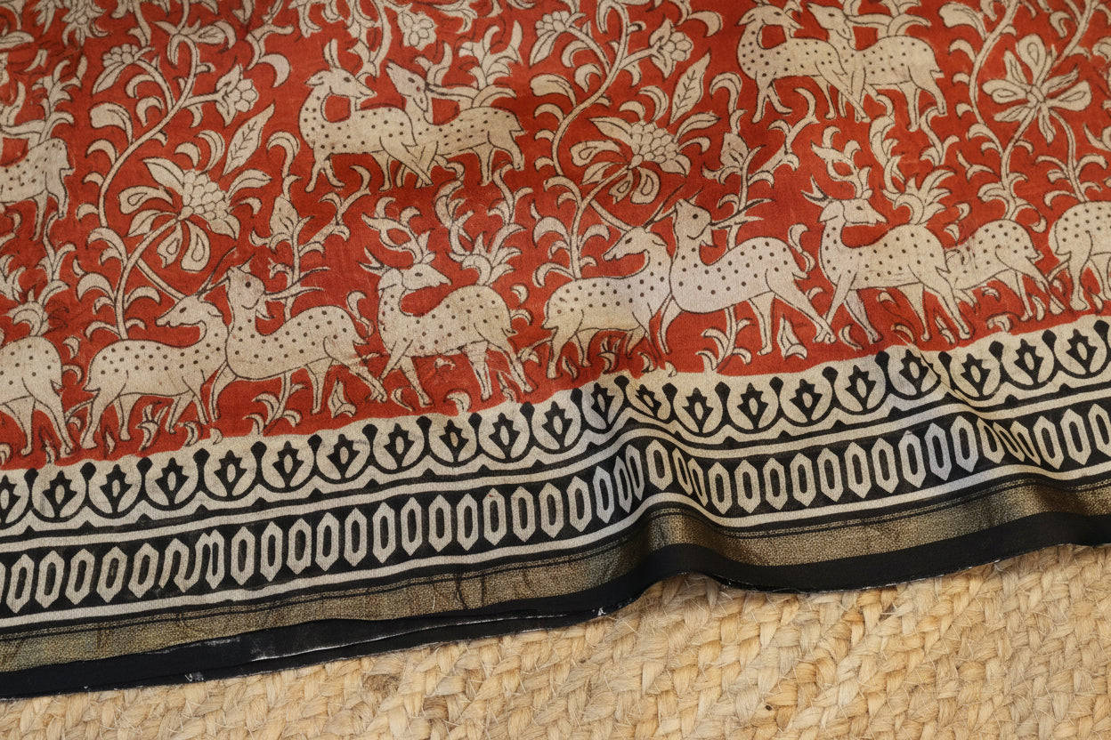 Pure Chanderi Silk Saree with Elegant blue  Prints and Zari Border – 100% Handloom