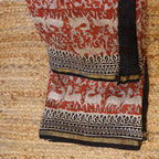 Pure Chanderi Silk Saree with Elegant blue  Prints and Zari Border – 100% Handloom