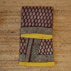 Pure Chanderi Silk Saree with Elegant blue  Prints and Zari Border – 100% Handloom .