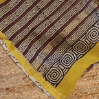 Pure Chanderi Silk Saree with Elegant blue  Prints and Zari Border – 100% Handloom .