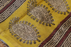 Pure Chanderi Silk Saree with Elegant blue  Prints and Zari Border – 100% Handloom .