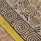 Pure Chanderi Silk Saree with Elegant blue  Prints and Zari Border – 100% Handloom .