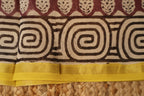 Pure Chanderi Silk Saree with Elegant blue  Prints and Zari Border – 100% Handloom .
