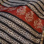 Pure Chanderi Silk Saree with Elegant blue  Prints and Zari Border – 100% Handloom.