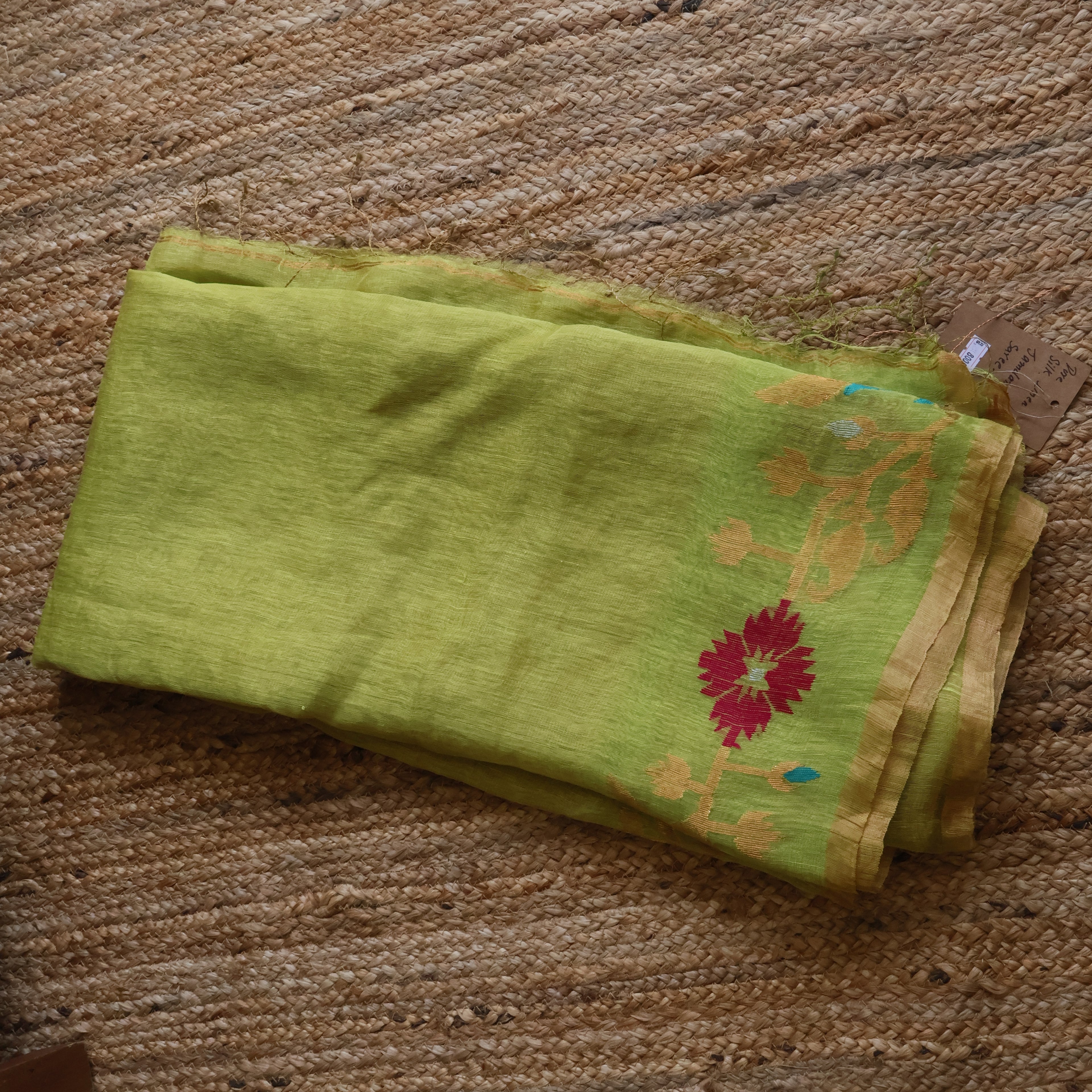 Silk Linen Jamdani Saree – West Bengal Handloom