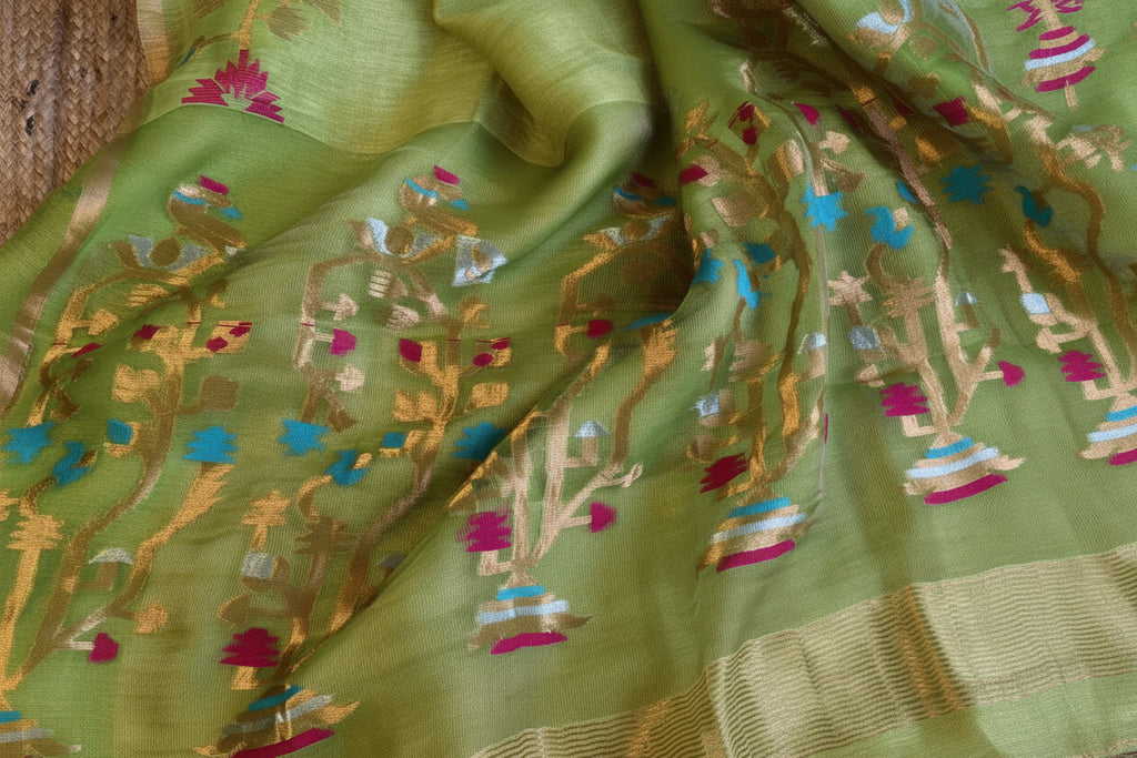 Silk Linen Jamdani Saree – West Bengal Handloom