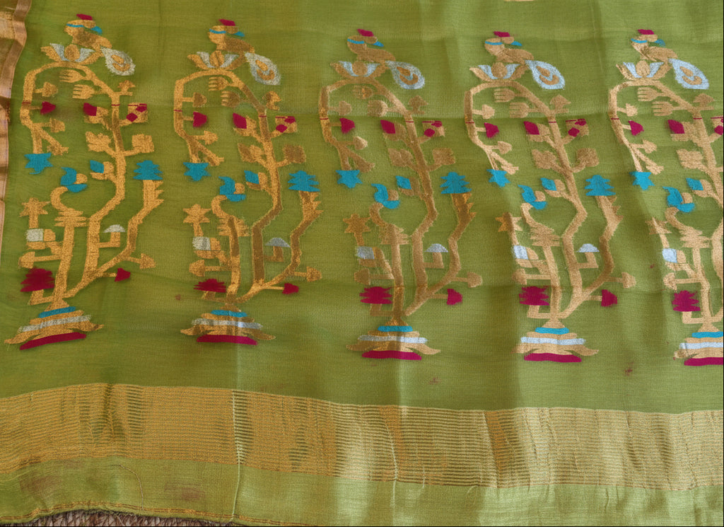 Silk Linen Jamdani Saree – West Bengal Handloom