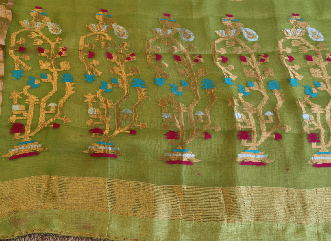 Silk Linen Jamdani Saree – West Bengal Handloom