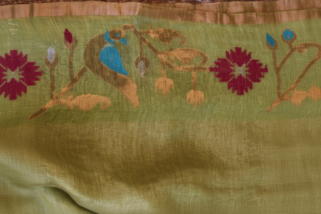 Silk Linen Jamdani Saree – West Bengal Handloom