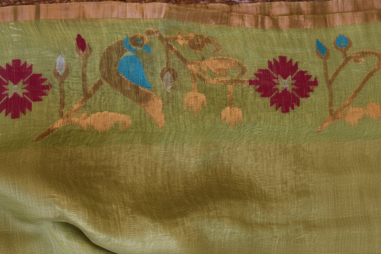 Silk Linen Jamdani Saree – West Bengal Handloom