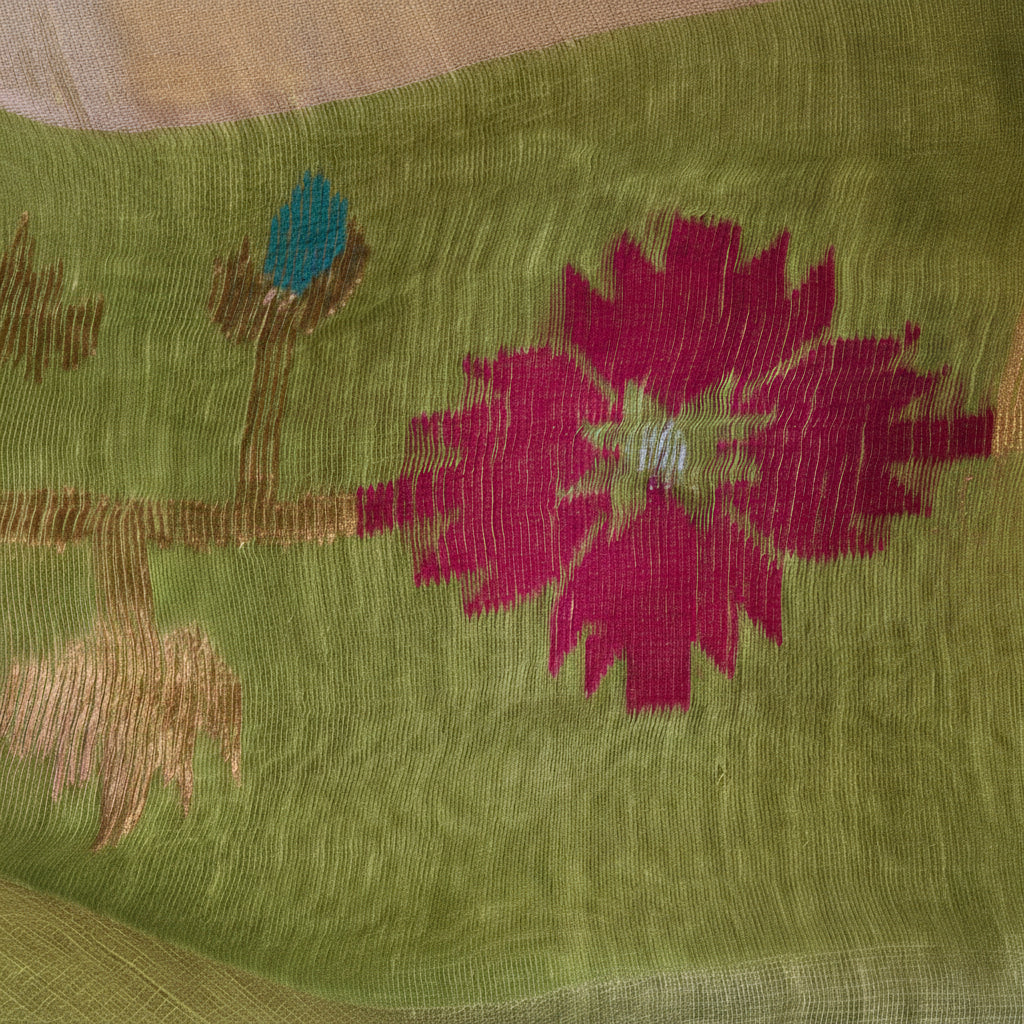 Silk Linen Jamdani Saree – West Bengal Handloom
