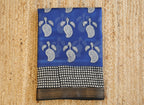 Navy Blue and White Maheshwari Handloom Saree with White design and Silk Zari – 80% Silk, 20% Cotton (Cotton Silk).