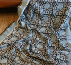 Pure Chanderi Silk Saree with Elegant blue  Prints and Zari Border – 100% Handloom .