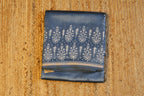 Turquoise Blue Pure Chanderi Silk Saree with Elegant White Prints and Zari Border –  100% Handloom | Blouse Piece Included