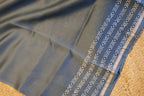 Turquoise Blue Pure Chanderi Silk Saree with Elegant White Prints and Zari Border –  100% Handloom | Blouse Piece Included