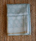 Pure Chanderi Silk Saree with Elegant blue &nbsp;Prints and Zari Border – 100% Handloom.