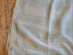 Pure Chanderi Silk Saree with Elegant blue &nbsp;Prints and Zari Border – 100% Handloom.