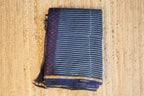 Pure Chanderi Silk Saree with Elegant blue &nbsp;Prints and Zari Border – 100% Handloom