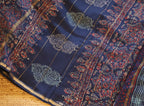 Pure Chanderi Silk Saree with Elegant blue &nbsp;Prints and Zari Border – 100% Handloom