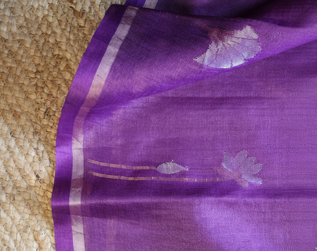 Tussar Jamdani Handwoven Saree with Intricate Motifs