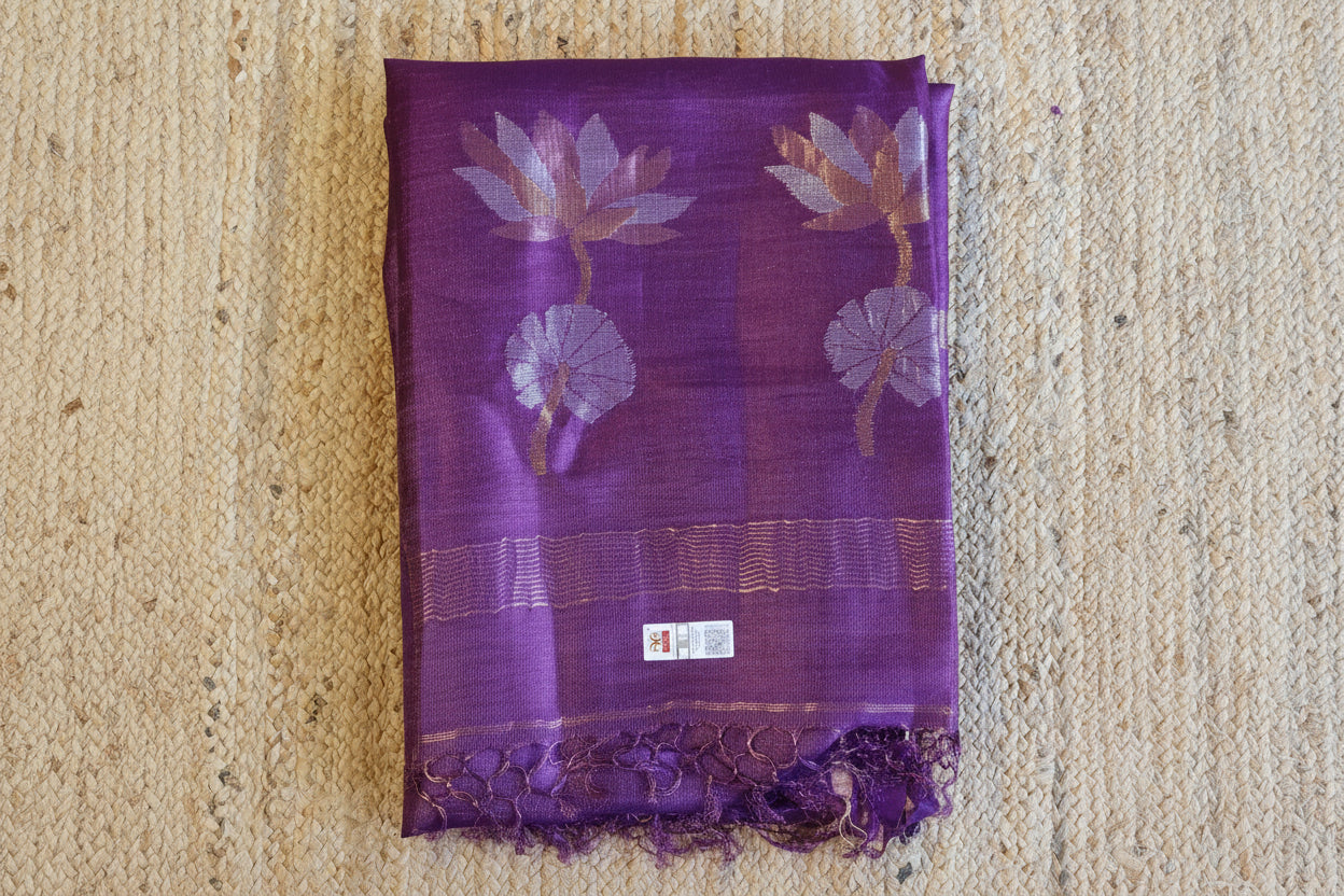 Tussar Jamdani Handwoven Saree with Intricate Motifs