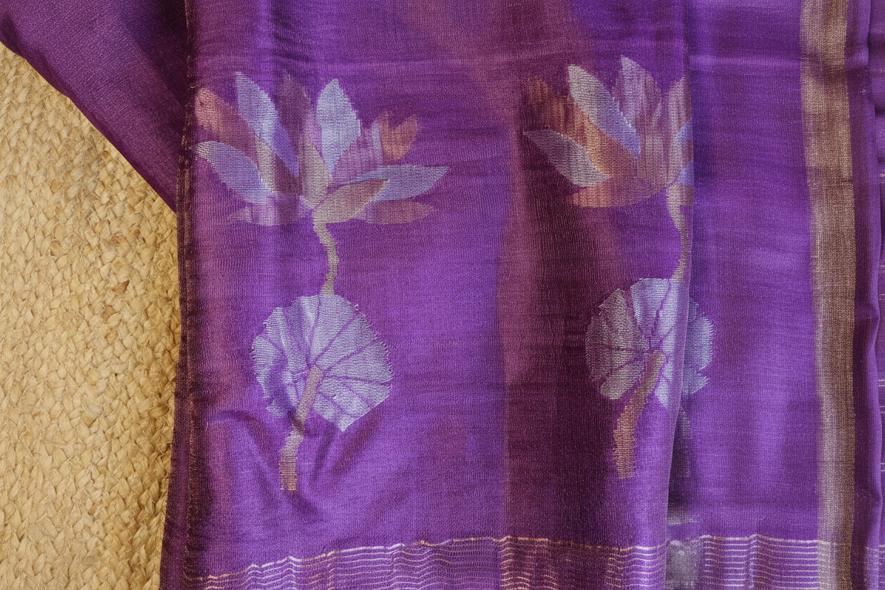 Tussar Jamdani Handwoven Saree with Intricate Motifs
