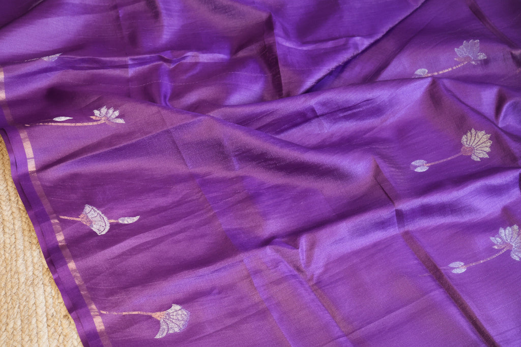 Tussar Jamdani Handwoven Saree with Intricate Motifs
