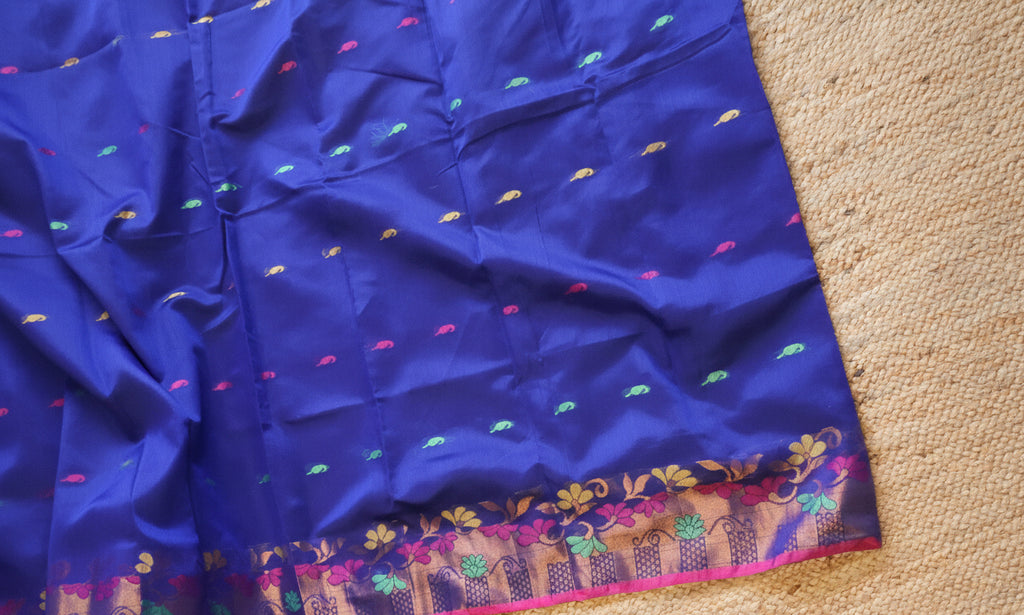 Handwoven Saree with Pure Zari cotton raw silk blend with blouse. Light weight easy to drape. Comfortable all day.