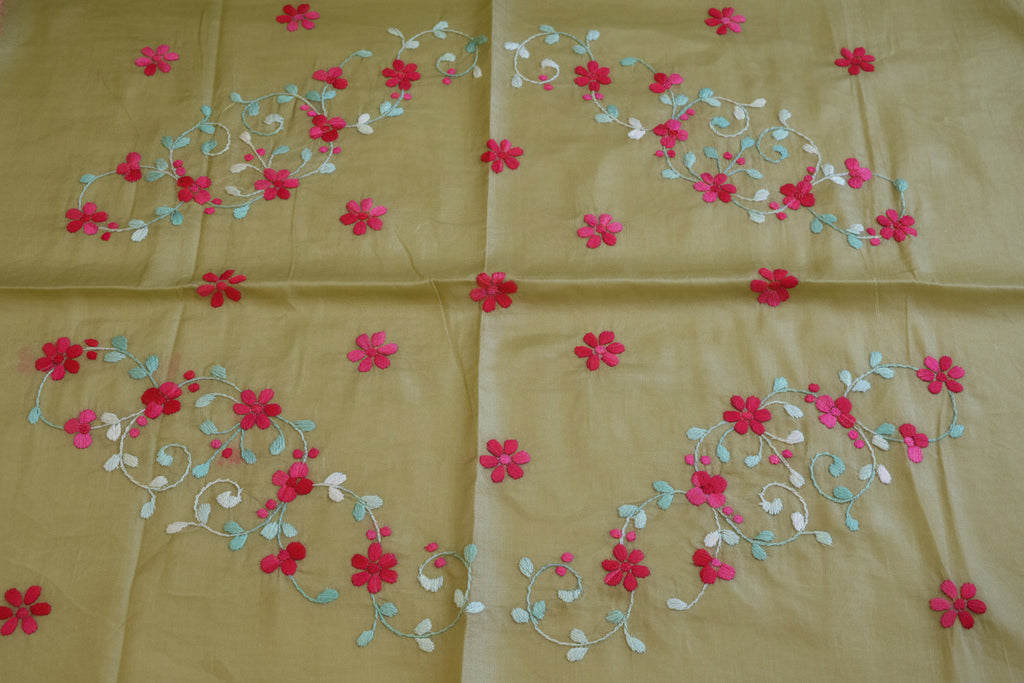 Handloom Saree from Bengal with hand-Embroidered Pure Cotton Saree