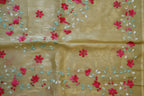 Handloom Saree from Bengal with hand-Embroidered Pure Cotton Saree