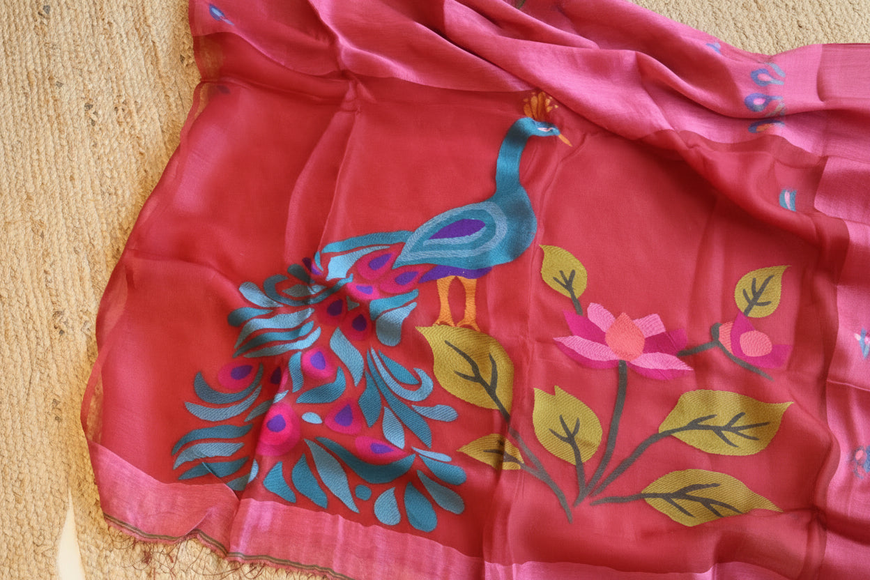Silk Linen Jamdani Saree – West Bengal Handloom