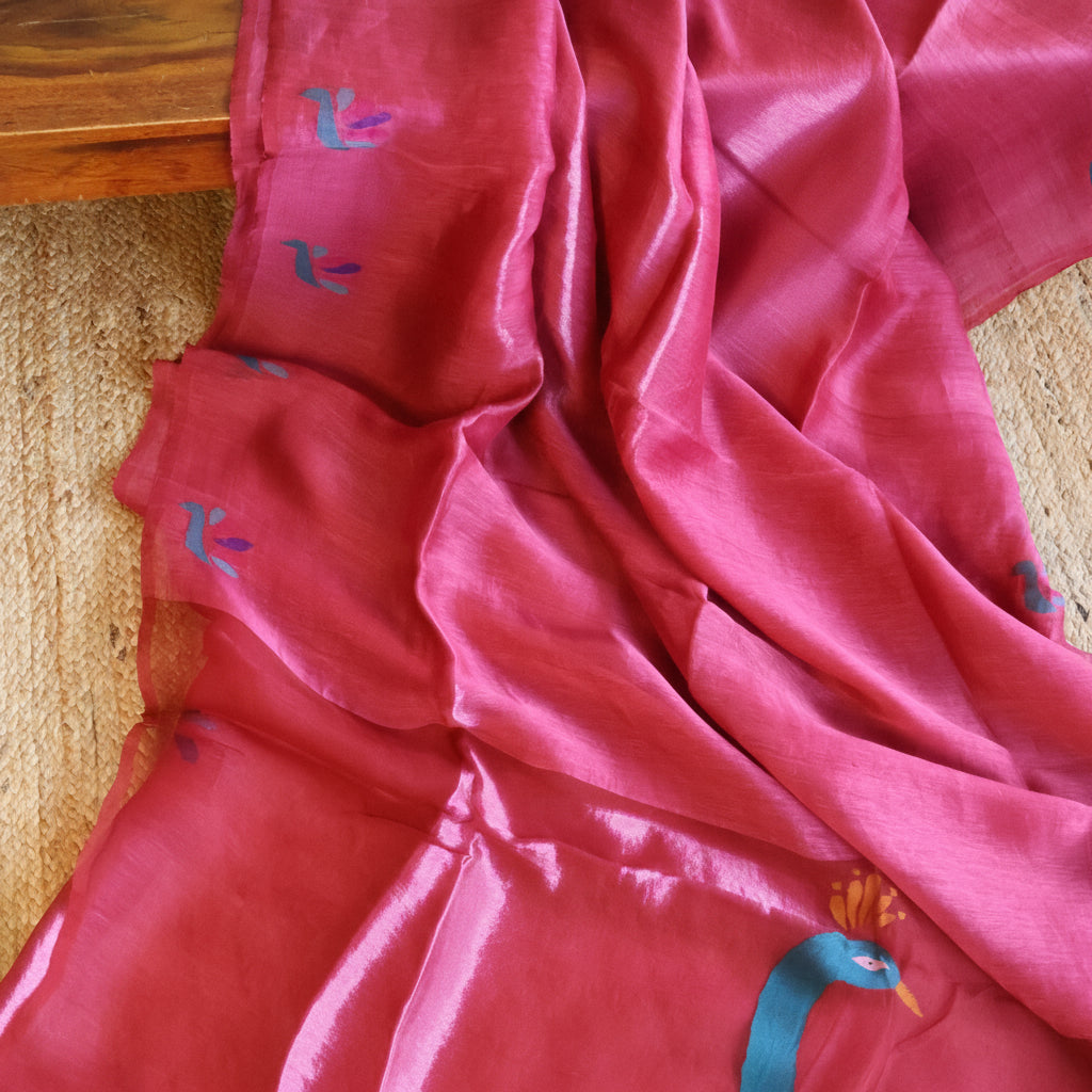 Silk Linen Jamdani Saree – West Bengal Handloom