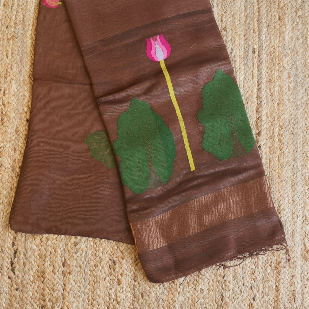 Silk Linen Jamdani Saree – West Bengal Handloom