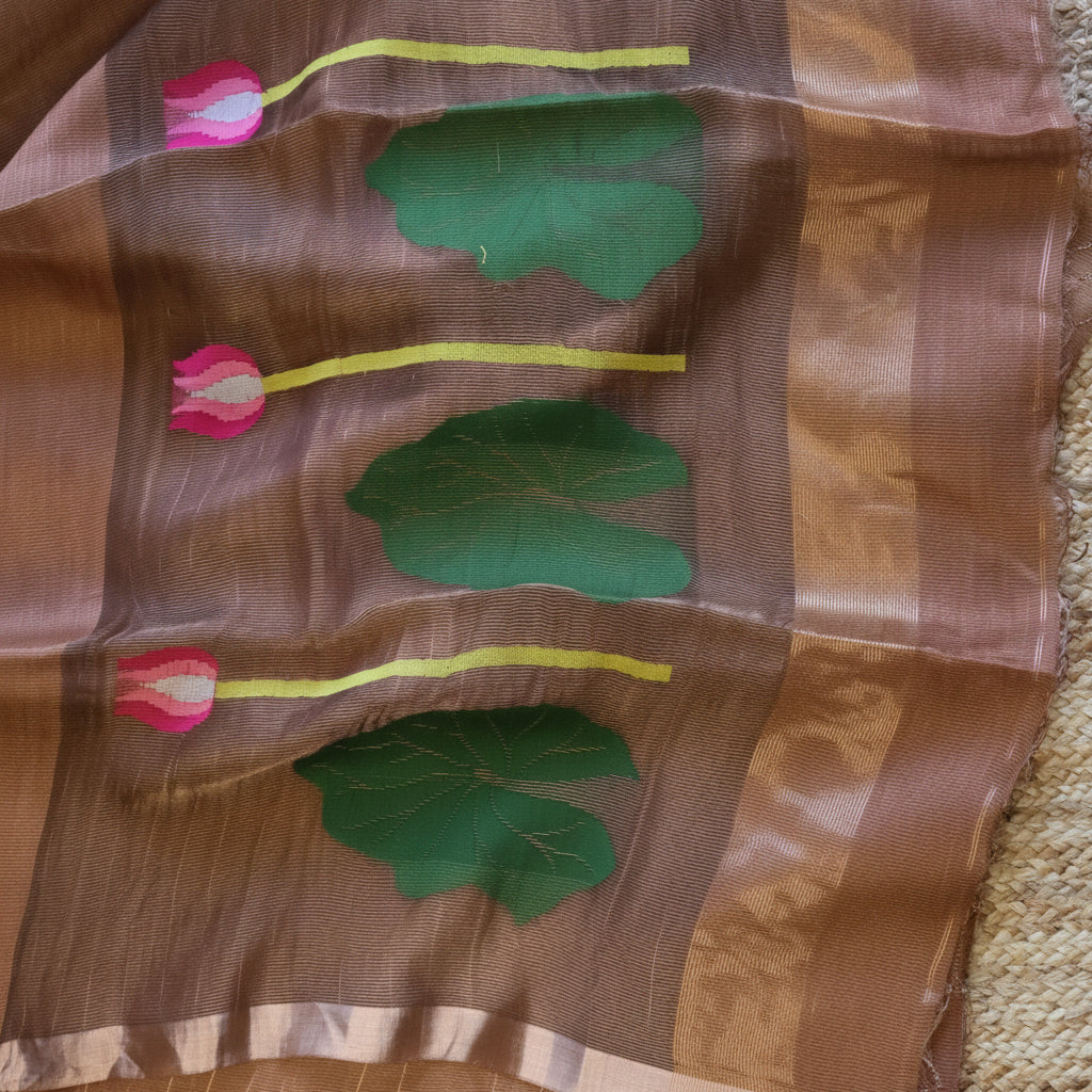 Silk Linen Jamdani Saree – West Bengal Handloom