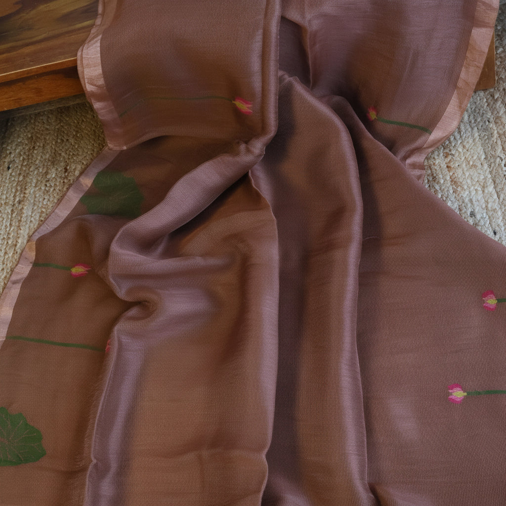 Silk Linen Jamdani Saree – West Bengal Handloom