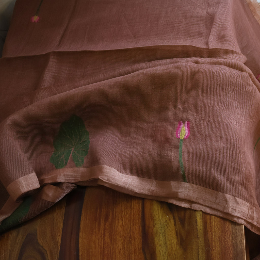 Silk Linen Jamdani Saree – West Bengal Handloom