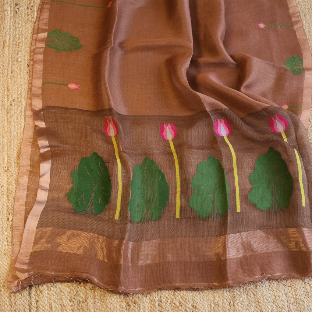 Silk Linen Jamdani Saree – West Bengal Handloom