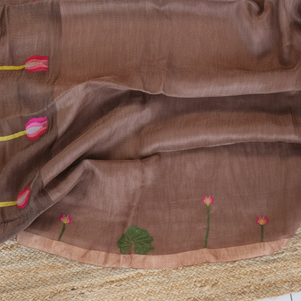 Silk Linen Jamdani Saree – West Bengal Handloom