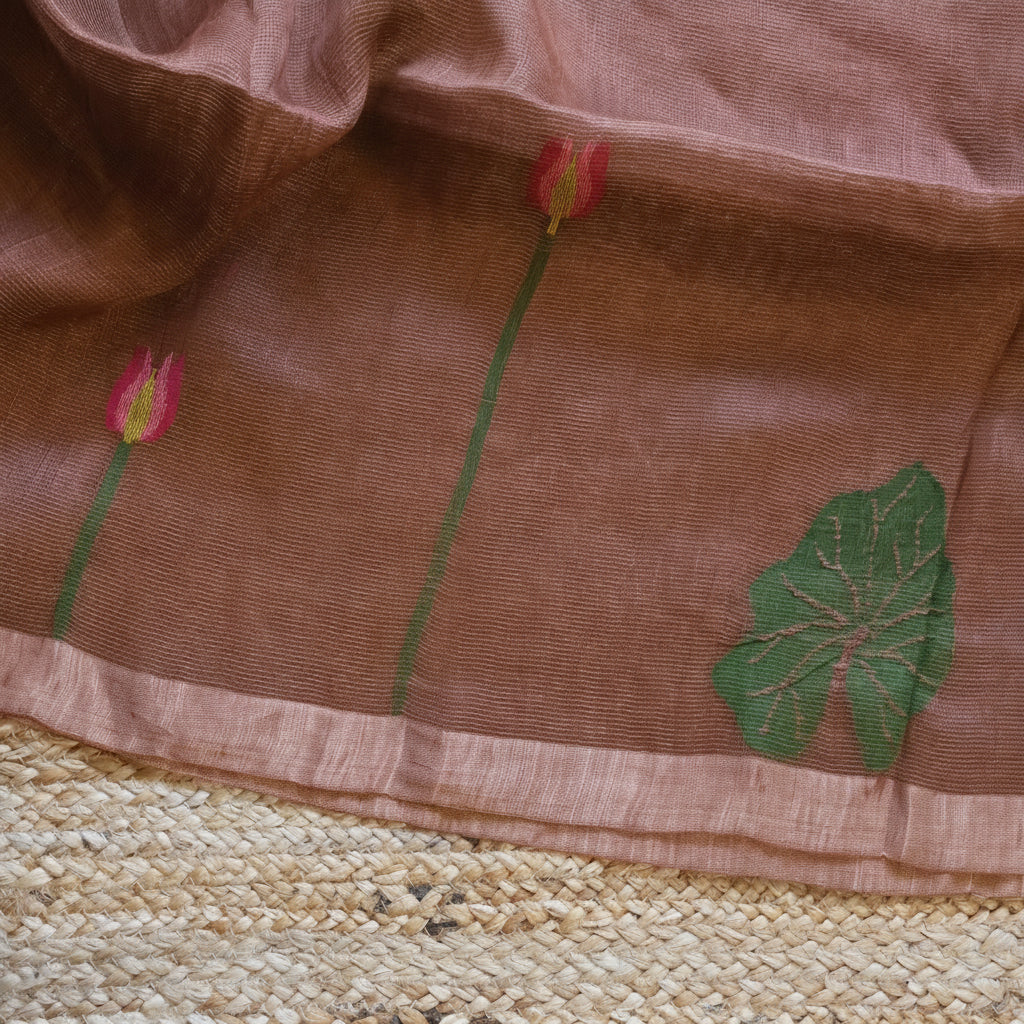 Silk Linen Jamdani Saree – West Bengal Handloom
