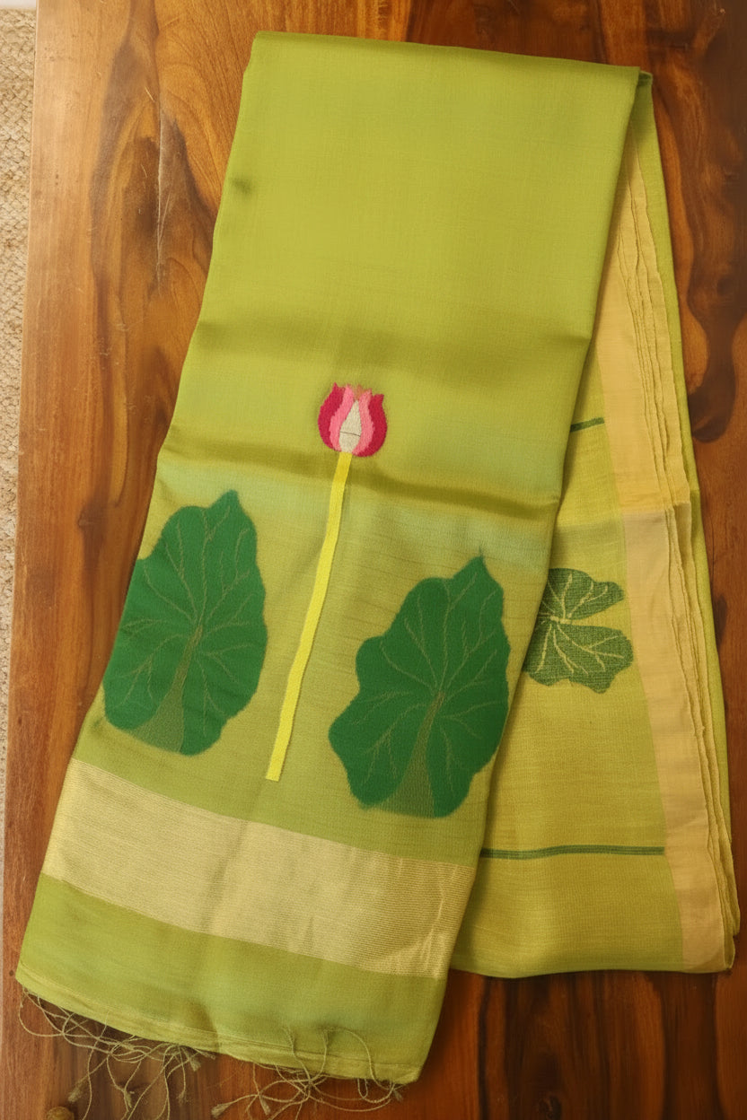 Silk Linen Jamdani Saree – West Bengal Handloom