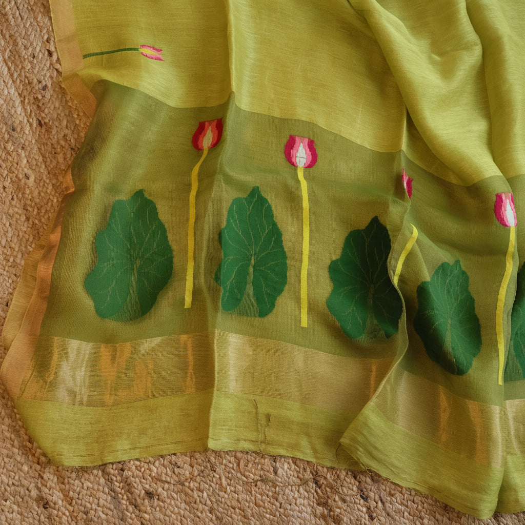 Silk Linen Jamdani Saree – West Bengal Handloom