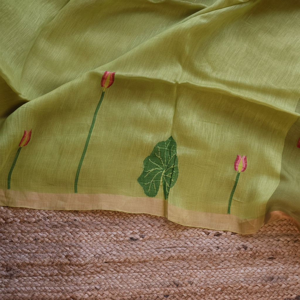 Silk Linen Jamdani Saree – West Bengal Handloom