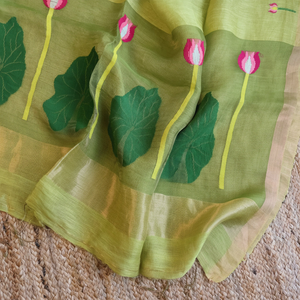 Silk Linen Jamdani Saree – West Bengal Handloom