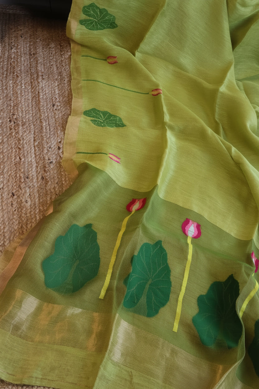 Silk Linen Jamdani Saree – West Bengal Handloom