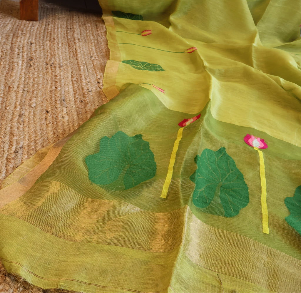 Silk Linen Jamdani Saree – West Bengal Handloom