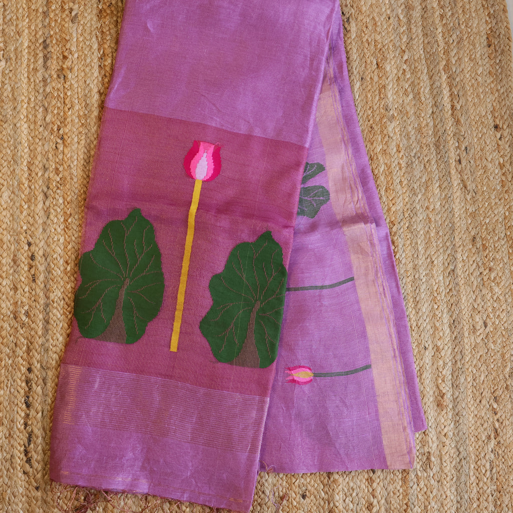 Silk Linen Jamdani Saree – West Bengal Handloom