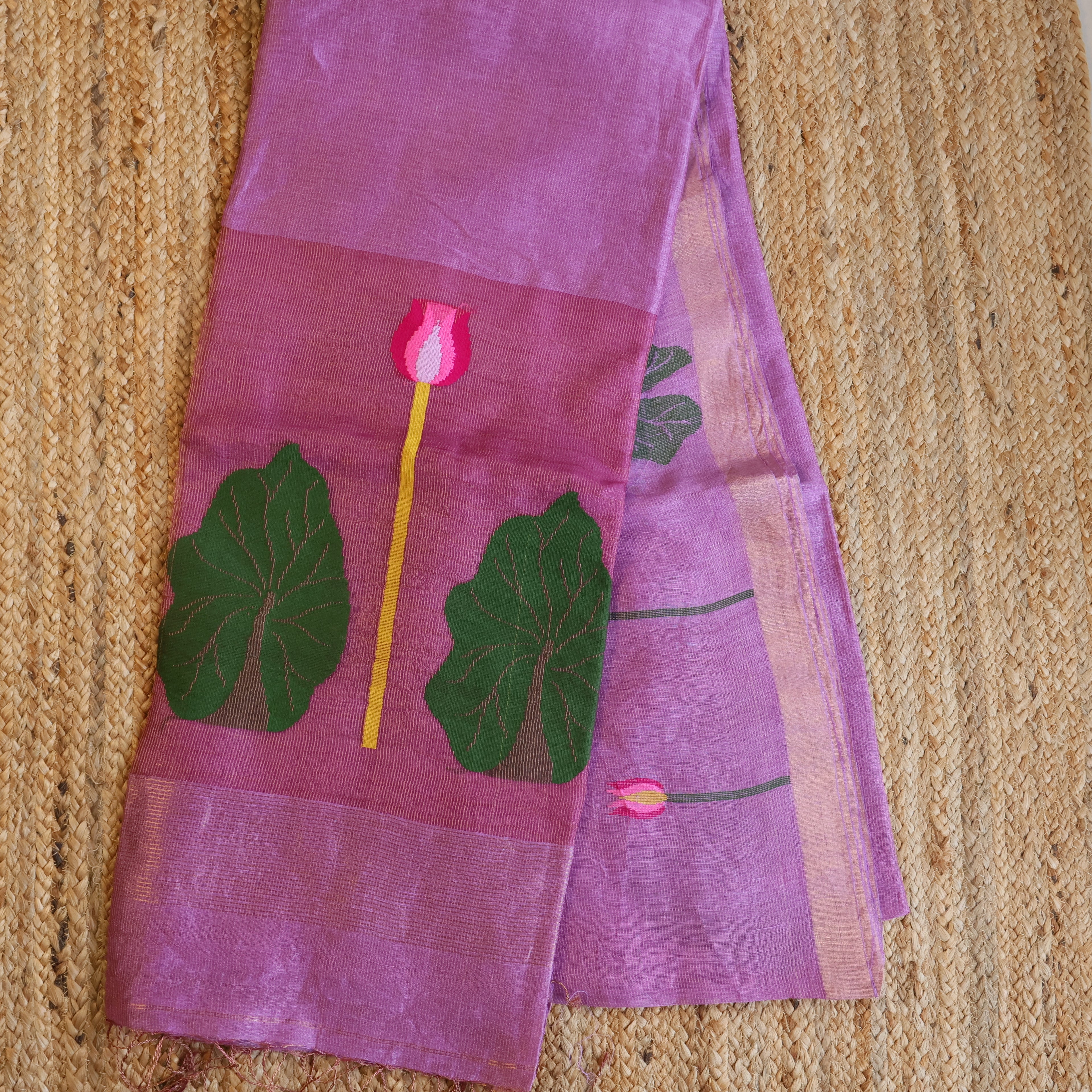 Silk Linen Jamdani Saree – West Bengal Handloom