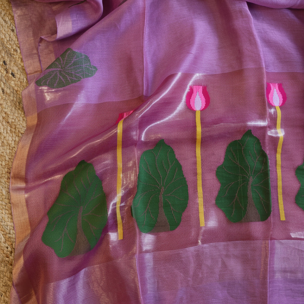 Silk Linen Jamdani Saree – West Bengal Handloom